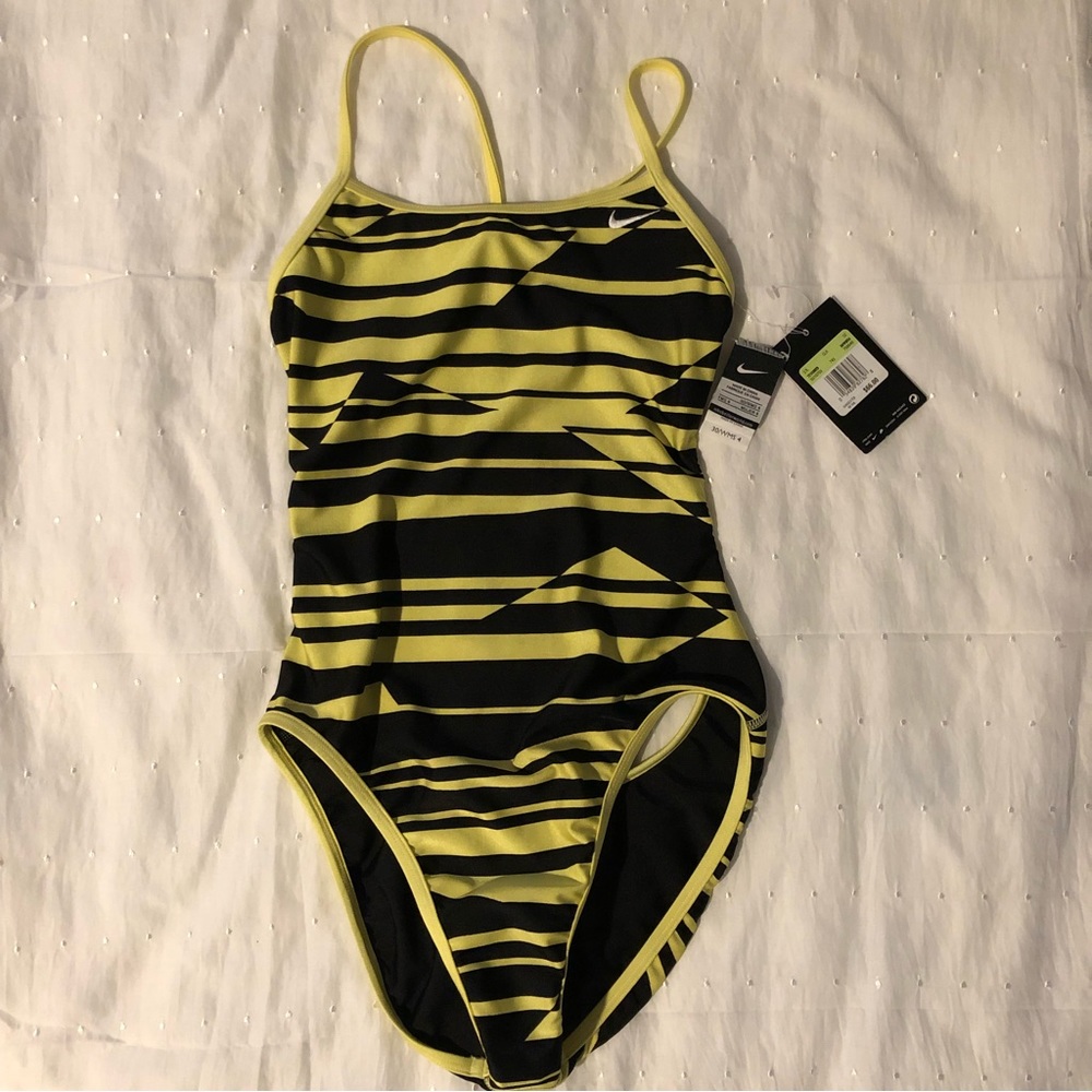 Brand New 90's style Nike reversible swimsuit Black and Yellow size 4